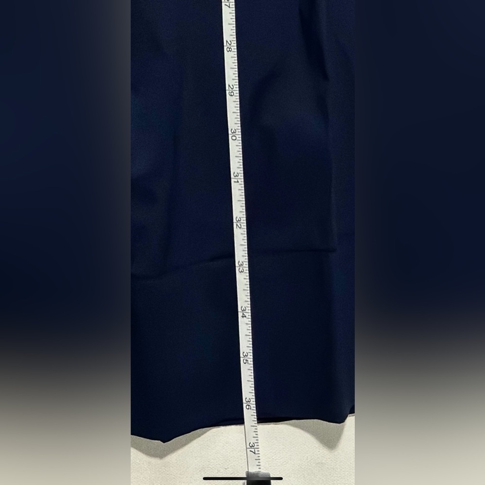 STAUD Vanessa halterneck cotton blend poplin dress pocket tie back midi navy xl - Picture 9 of 14